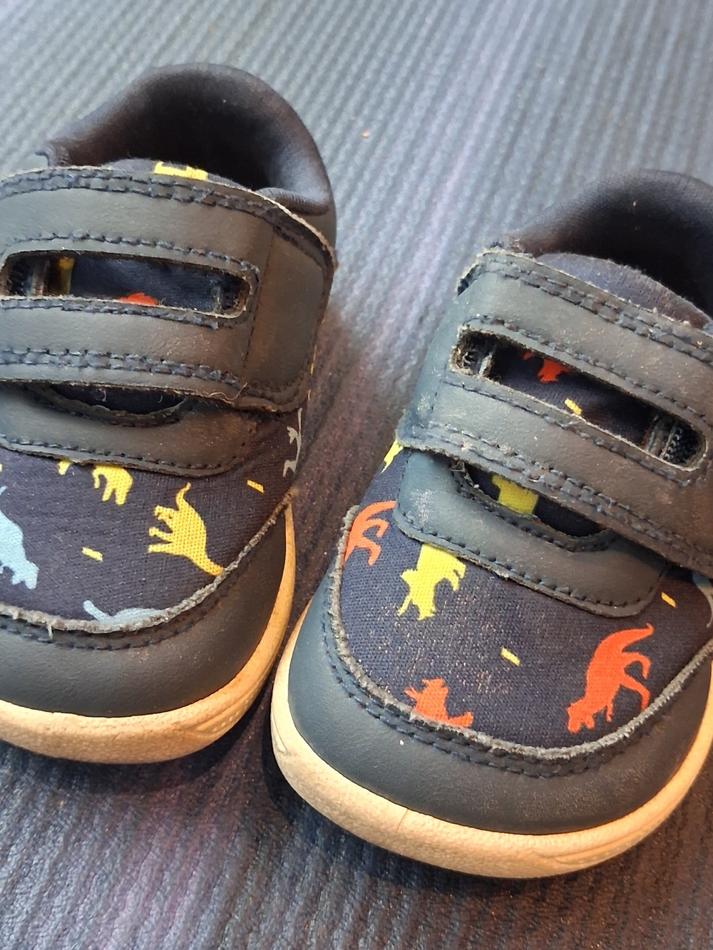 Toddler Navy Dinosaur Hook-and-Loop Walker Shoes